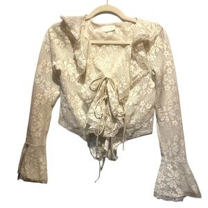 Vintage ivory lace top size m coquette girl boho